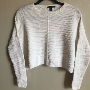 Cropped crochet knit sweater